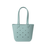 Soft sage green tote bag with matching handles and subtle dark gray accents