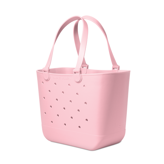Soft pastel pink product on white background