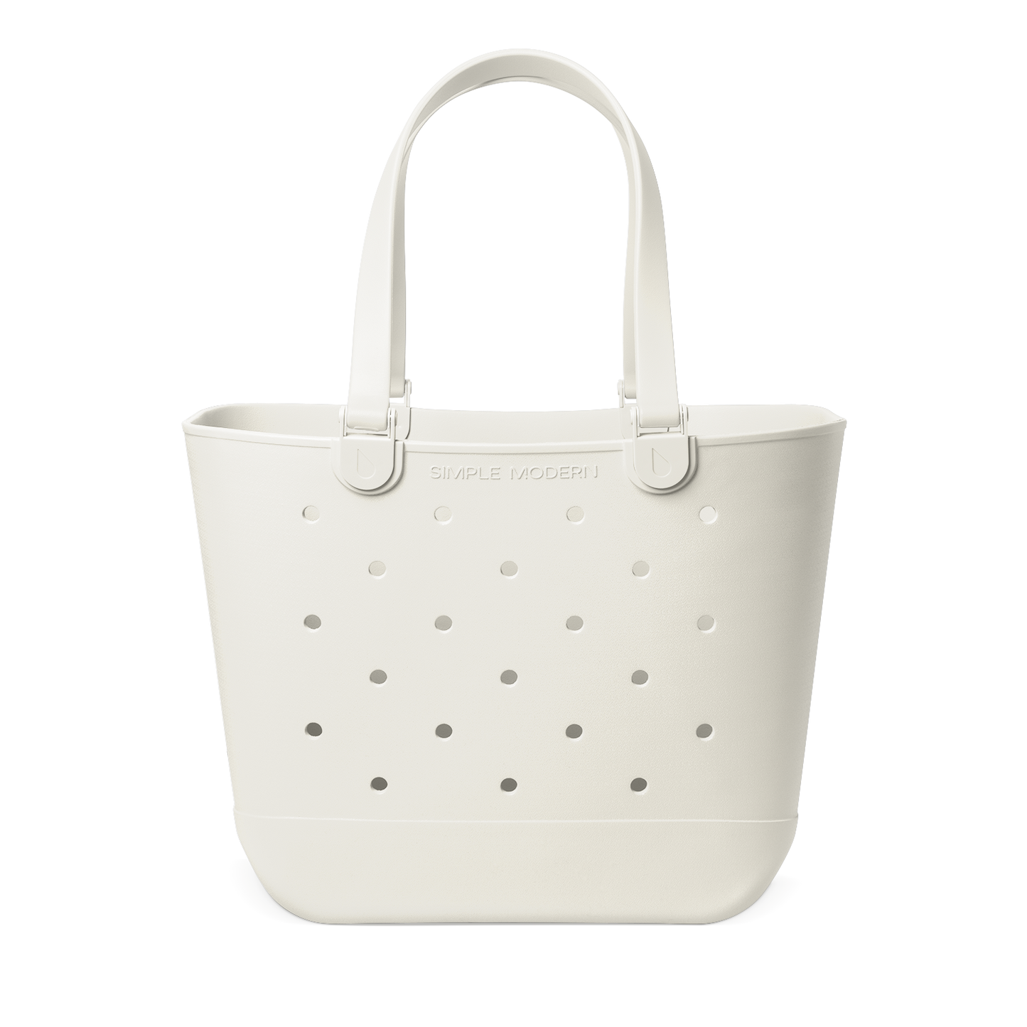 Cream-colored silicone tote bag with gray circular perforations pattern