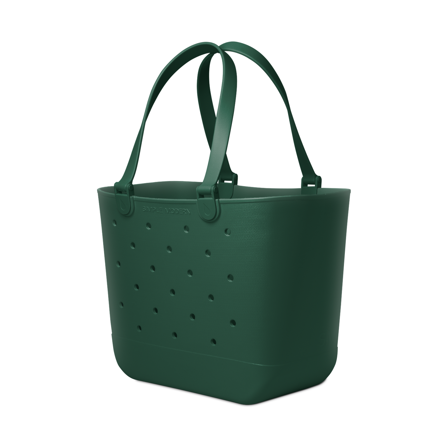 Forest green tote bag displayed against a neutral off-white background, showing the bag's rich, deep color and full front view.