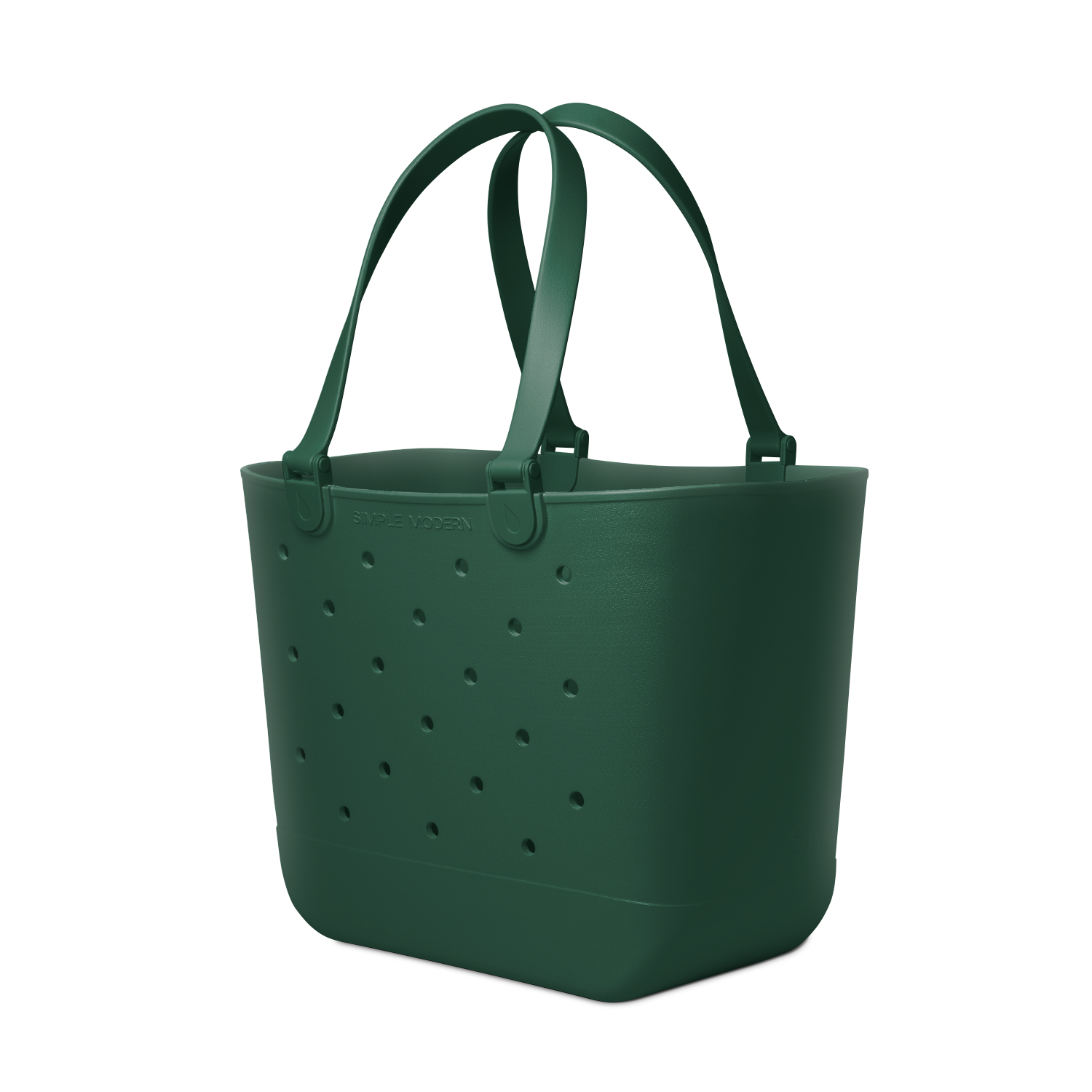 Forest green tote bag displayed against a neutral off-white background, showing the bag's rich, deep color and full front view.