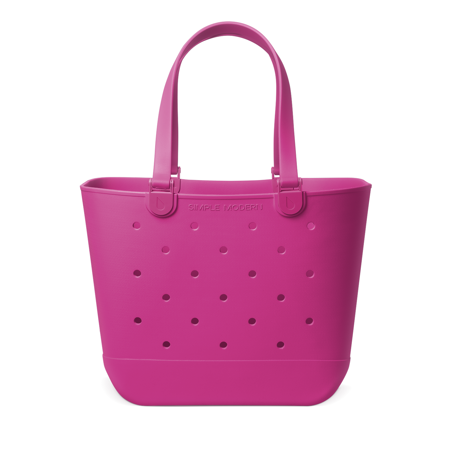 Hot pink magenta tote bag displayed against a white background. Spacious carryall with reinforced handles, suitable for shopping, travel, or everyday use.