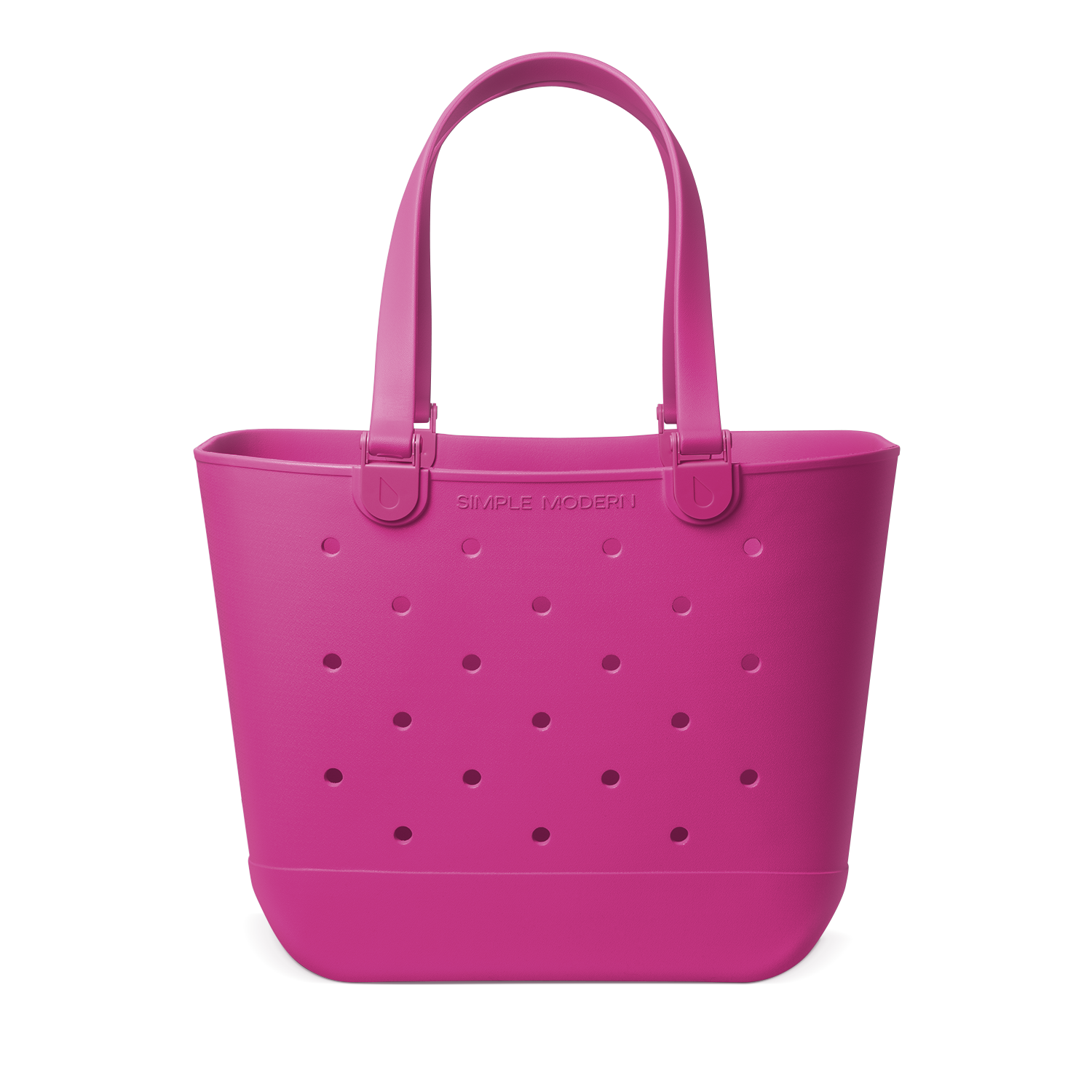 Hot pink magenta tote bag displayed against a white background. Spacious carryall with reinforced handles, suitable for shopping, travel, or everyday use.