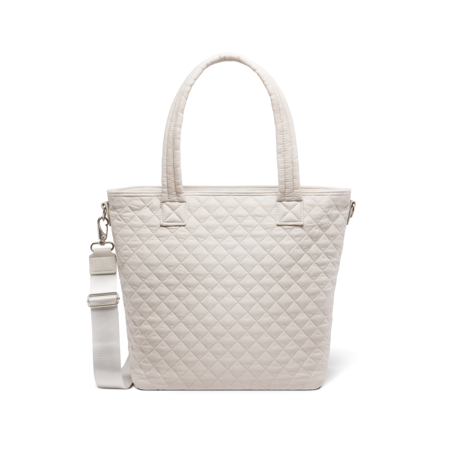 Cream-colored canvas tote bag displayed against white background, front view showing simple, minimalist design with neutral beige tone and clean aesthetic.