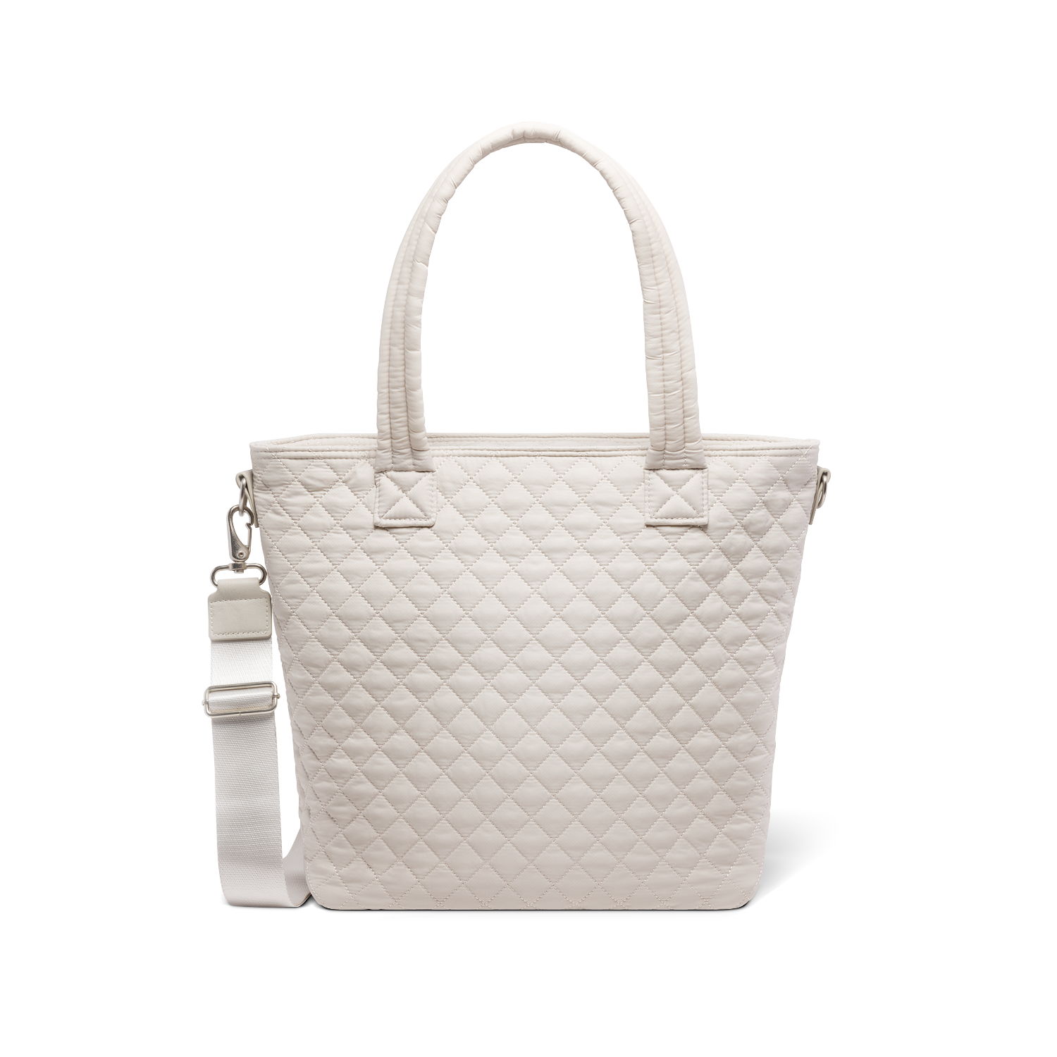 Cream-colored canvas tote bag displayed against white background, front view showing simple, minimalist design with neutral beige tone and clean aesthetic.