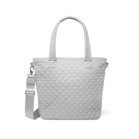 Off-white tote bag with brushed silver D-ring and adjustable strap hardware