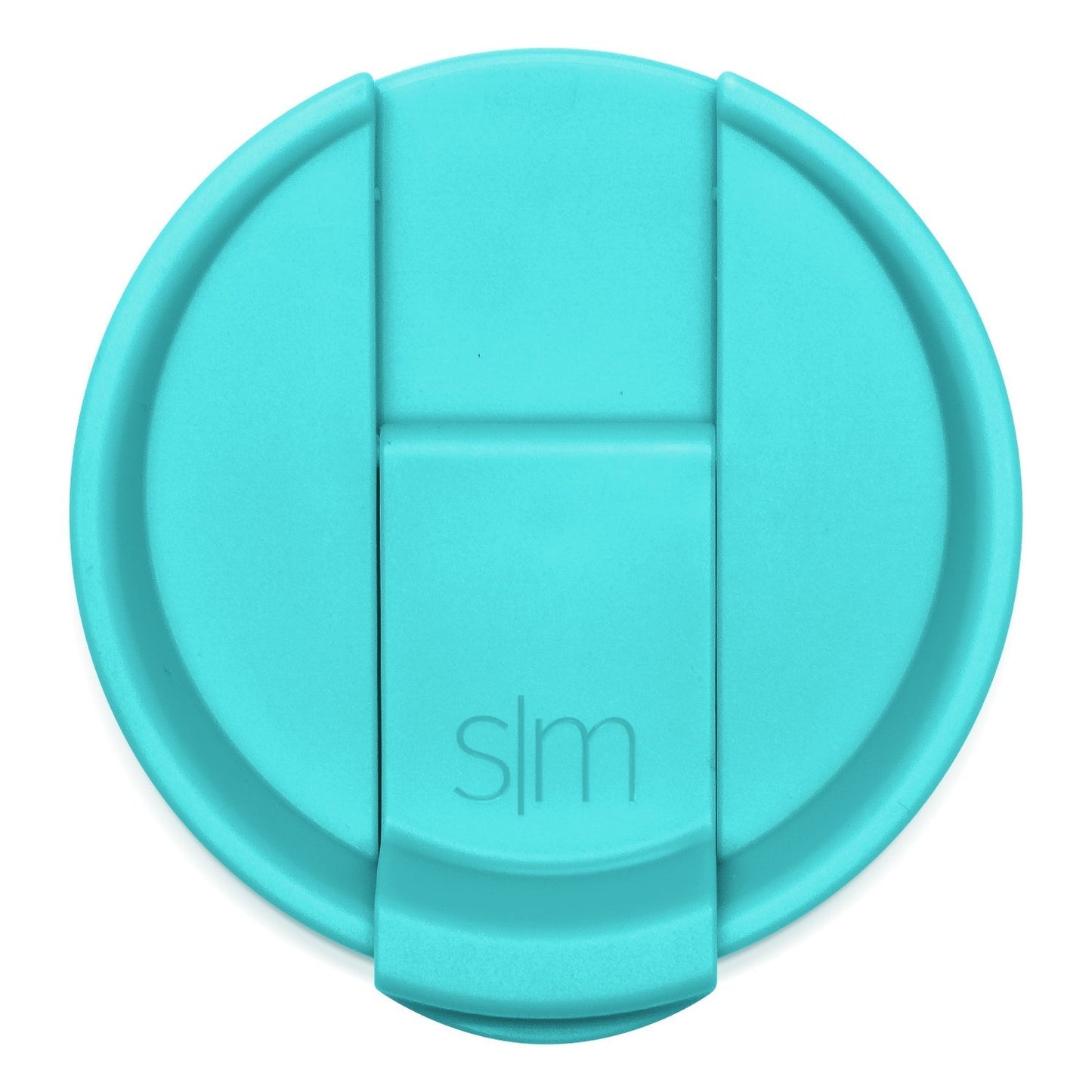 Bright turquoise aqua blue flip-top lid product displayed against white background