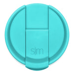 Bright turquoise aqua blue flip-top lid product displayed against white background