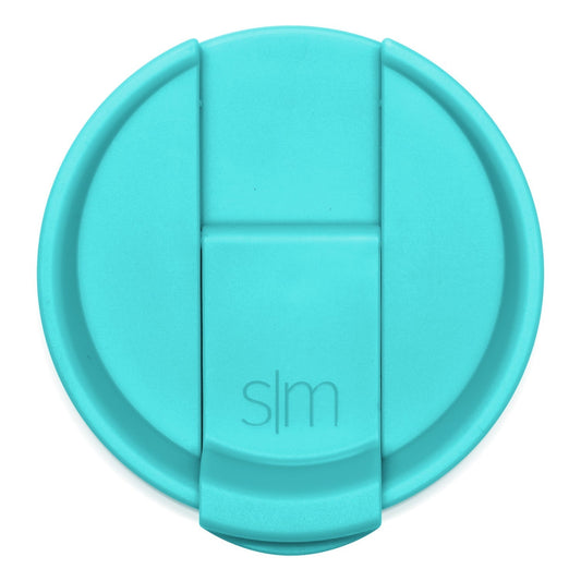Bright turquoise aqua blue flip-top lid product displayed against white background