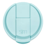 Seafoam blue flip-top lid against white background
