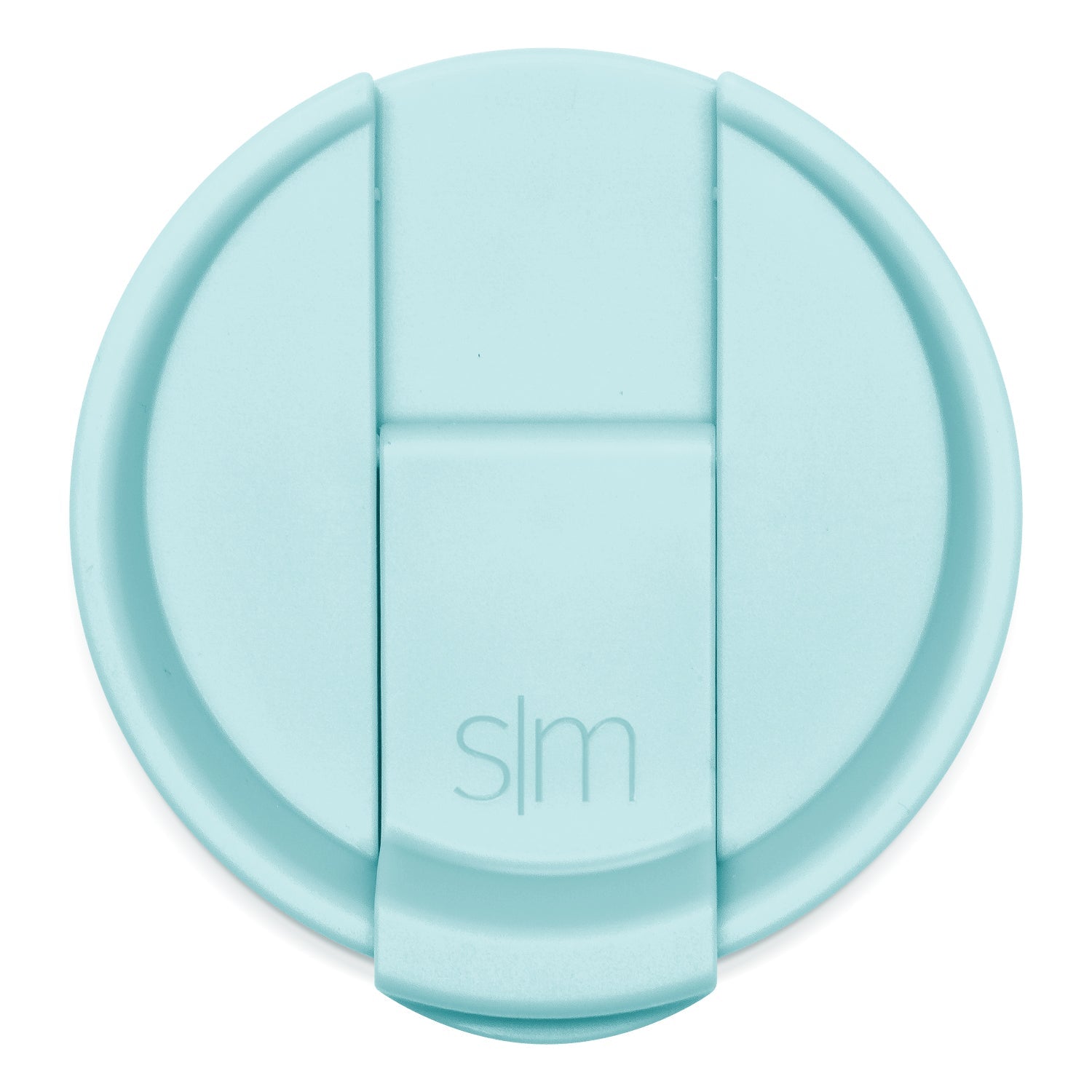 Seafoam blue flip-top lid against white background