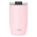Soft pink cylindrical tumbler with matte finish on white background