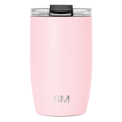 Soft pink cylindrical tumbler with matte finish on white background
