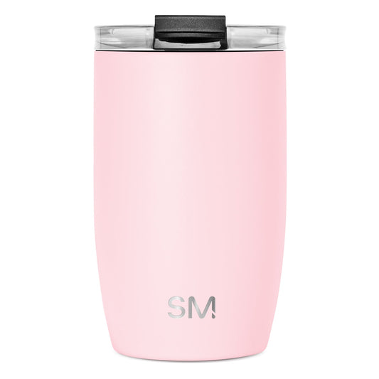 Soft pink cylindrical tumbler with matte finish on white background