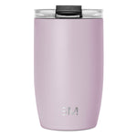 Mauve insulated tumbler with cylindrical body on white background