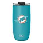 Turquoise teal tumbler with white outline accents and coral-orange logo design, HRV-SK-16-F-MID-M model