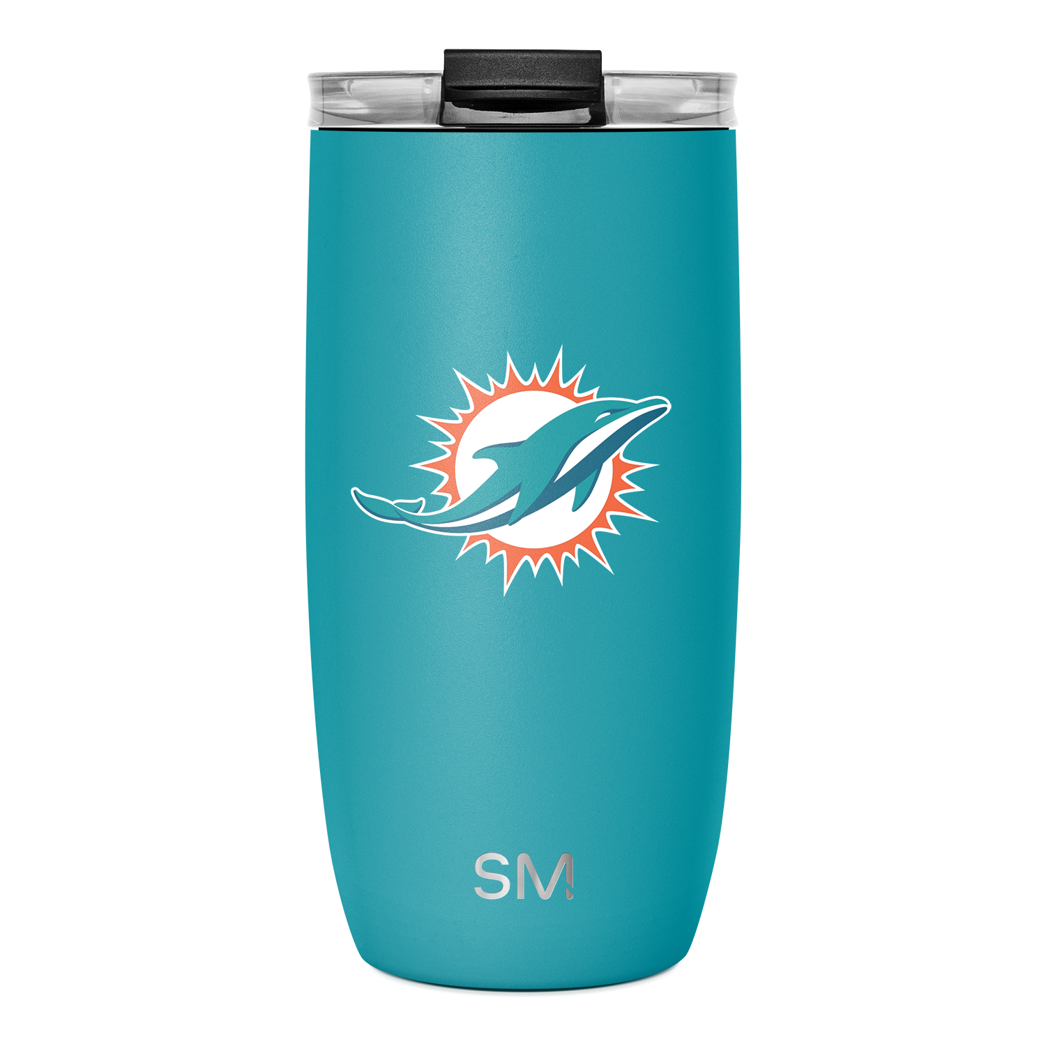 Turquoise teal tumbler with white outline accents and coral-orange logo design, HRV-SK-16-F-MID-M model