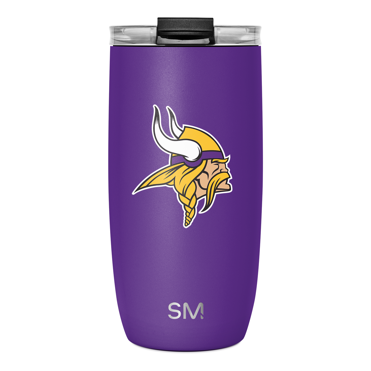 Purple Simple Modern insulated tumbler with Minnesota Vikings NFL logo on front, featuring vibrant purple exterior matching team colors.