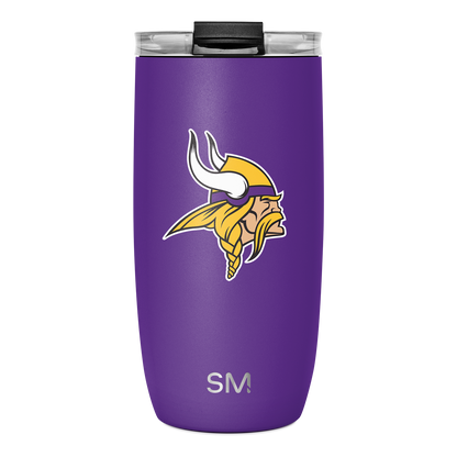 Purple Simple Modern insulated tumbler with Minnesota Vikings NFL logo on front, featuring vibrant purple exterior matching team colors.