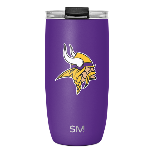 Purple Simple Modern insulated tumbler with Minnesota Vikings NFL logo on front, featuring vibrant purple exterior matching team colors.
