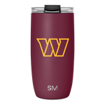 Deep burgundy wine-colored cylindrical tumbler with tapered shape, wider at top and narrower at bottom, smooth matte finish