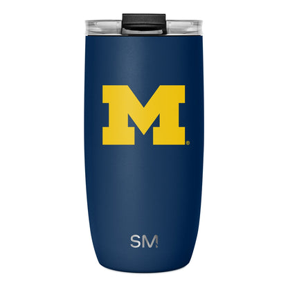 Deep navy blue stainless steel tumbler with modern design on white background