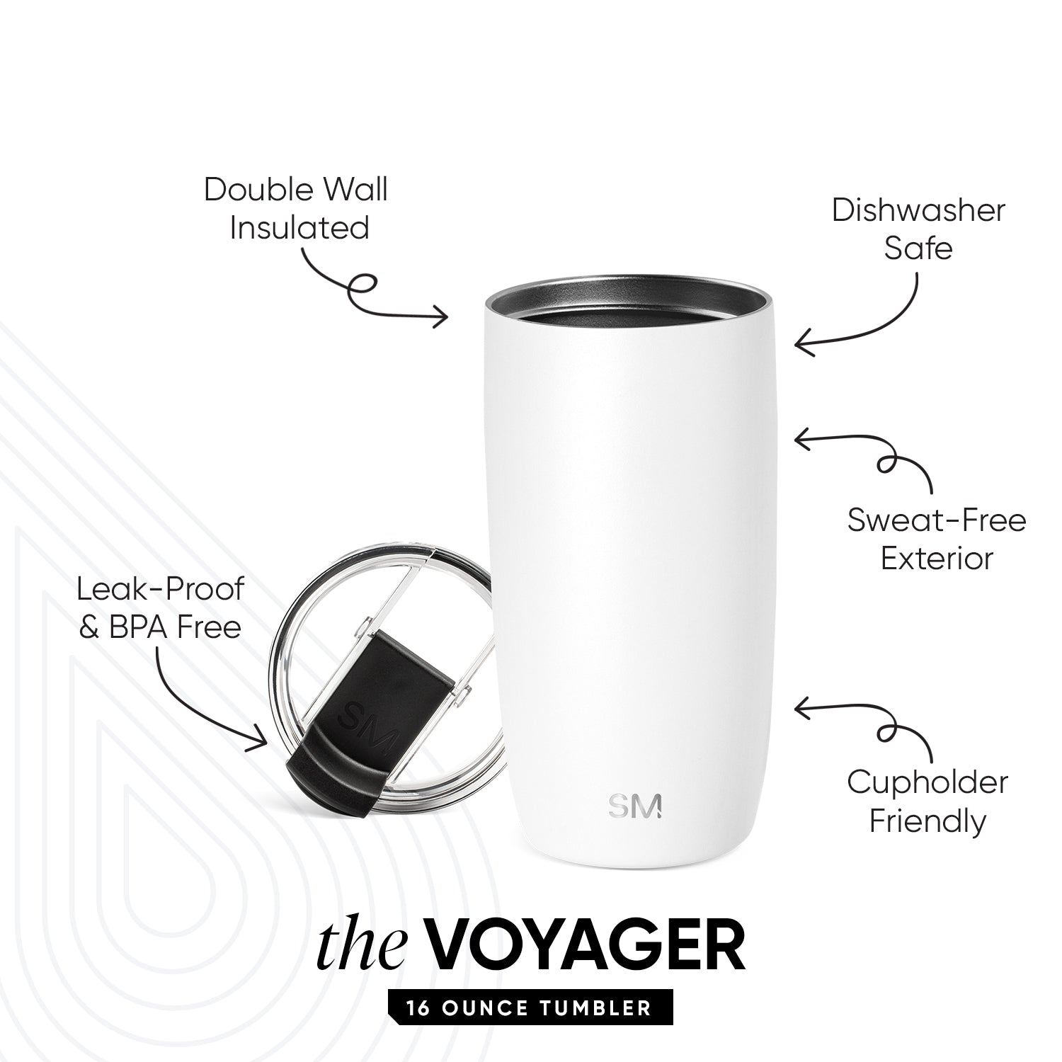 Voyager Tumbler with Clear Flip Lid & Straw