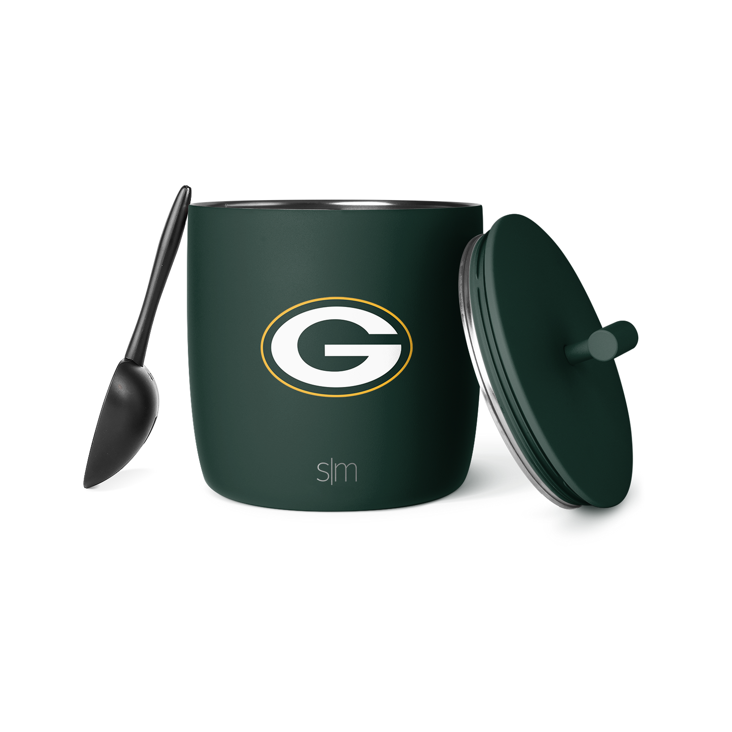 Green Bay Packers small ice bucket with forest green cylindrical container and white and gold team logo accents
