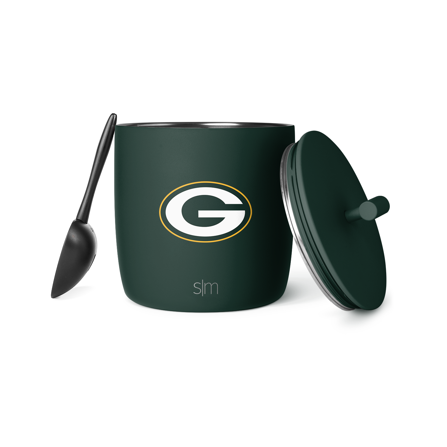 Green Bay Packers small ice bucket with forest green cylindrical container and white and gold team logo accents