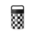 Black and white checkered glass jar with matte black lid and handle