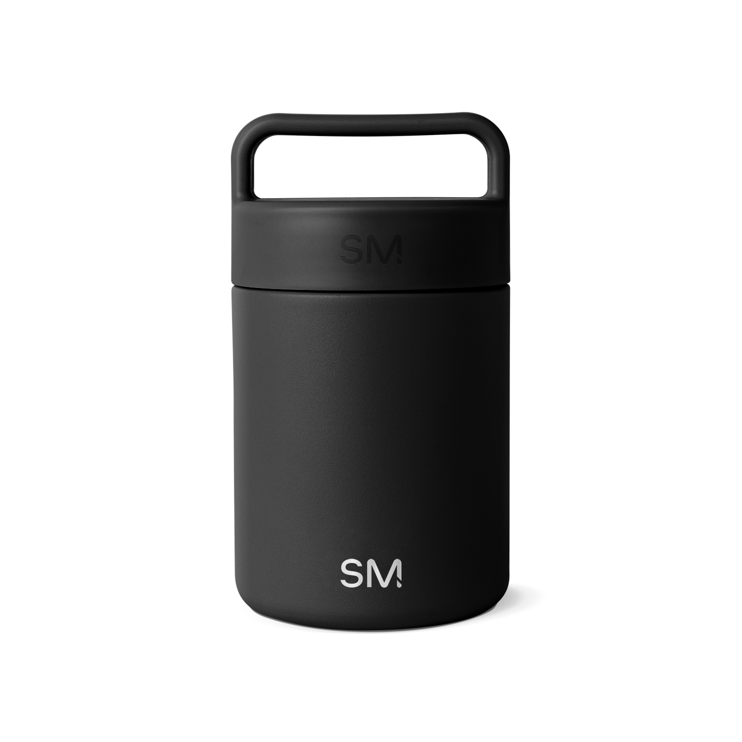 Matte black ceramic mug on white background, showcasing minimalist design and smooth finish