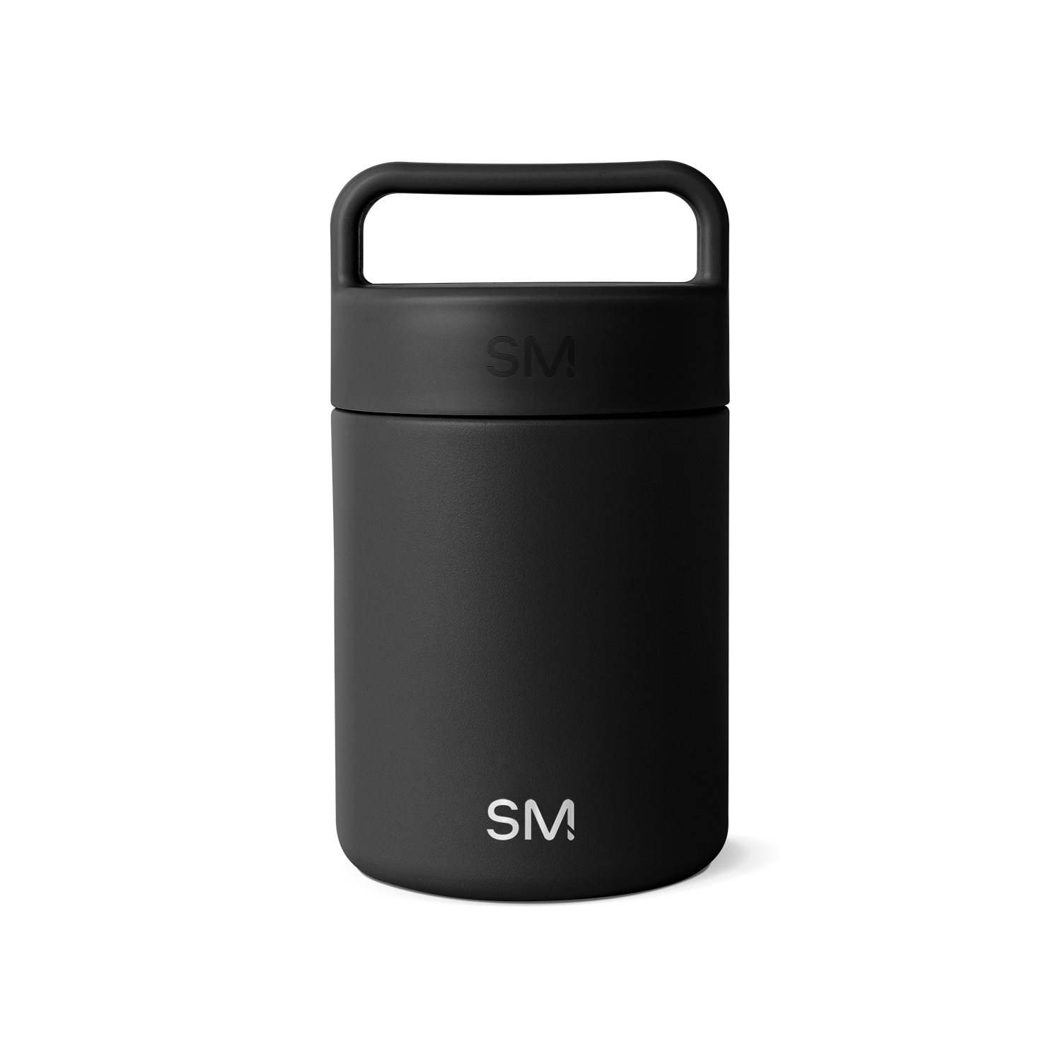 Matte black ceramic mug on white background, showcasing minimalist design and smooth finish