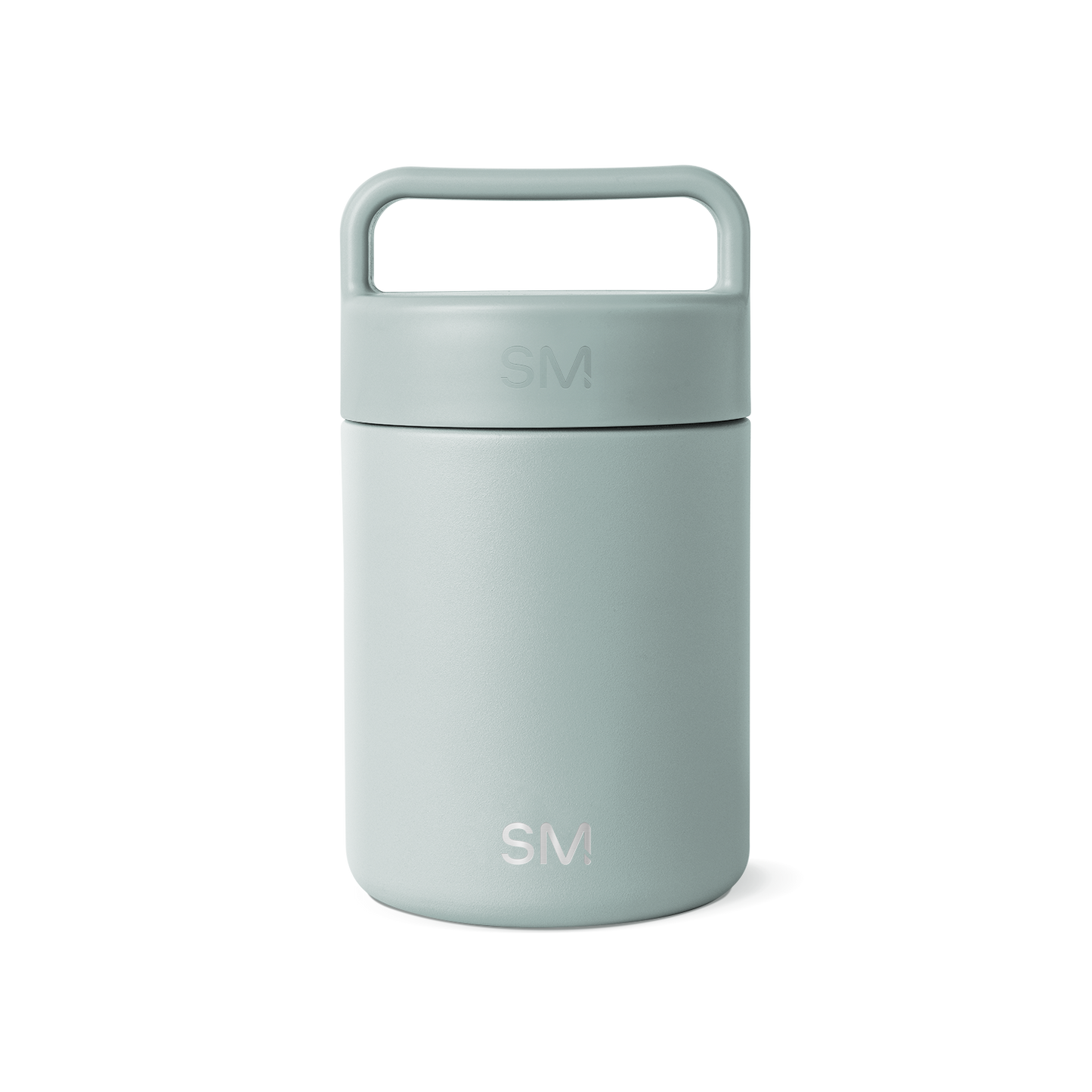 Sage green glass jar with white background, featuring a minimalist design and neutral aesthetic