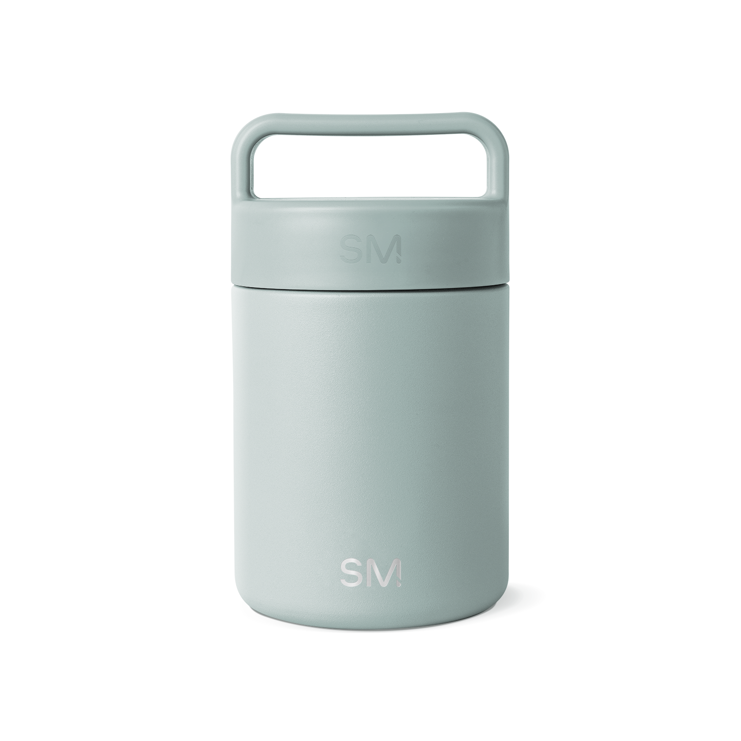 Sage green glass jar with white background, featuring a minimalist design and neutral aesthetic