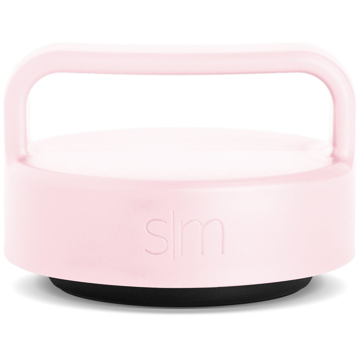 Pale pink storage jar lid with rounded rectangular shape, smooth curved edges, and molded handle on white background