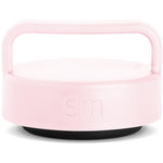 Pale pink storage jar lid with rounded rectangular shape, smooth curved edges, and molded handle on white background