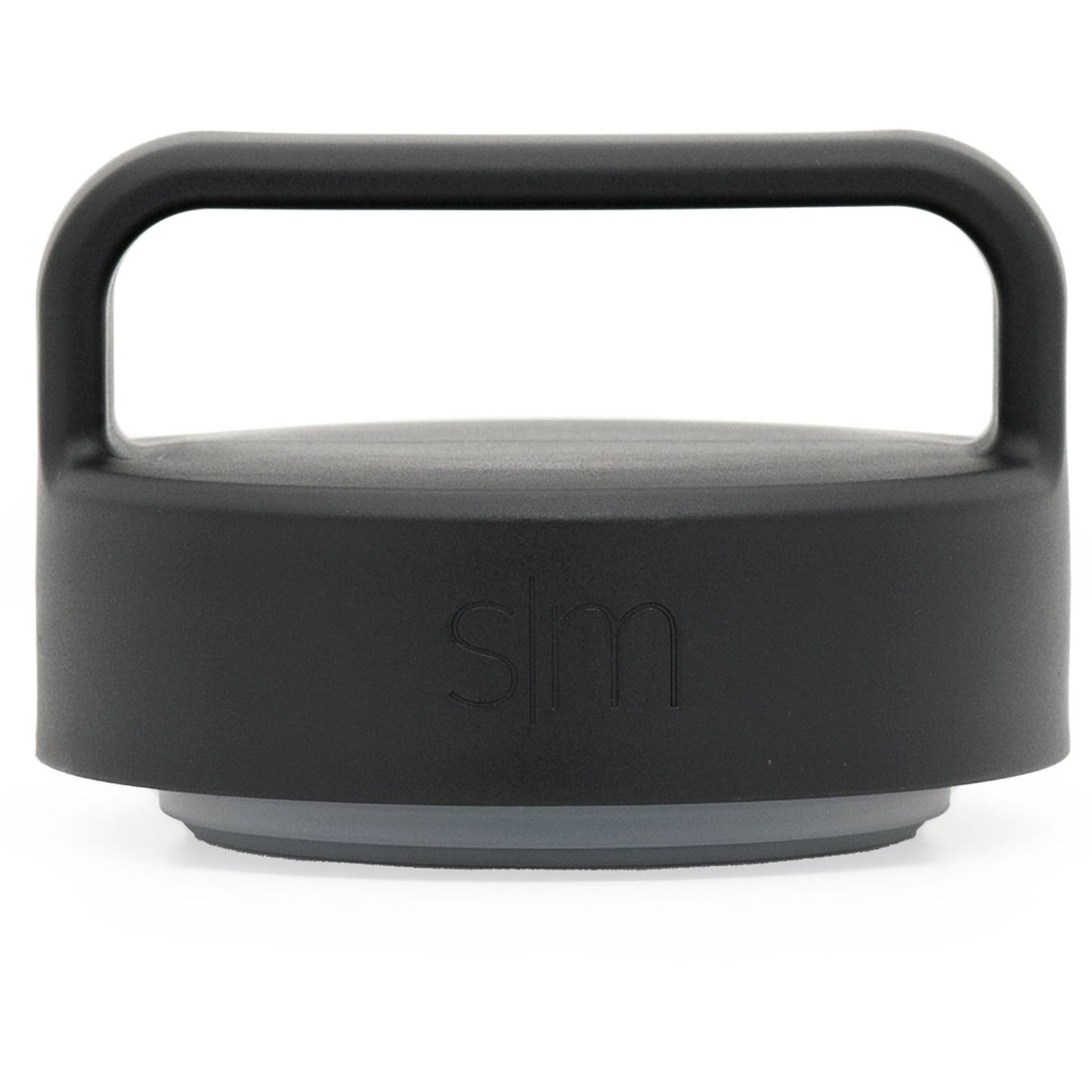 Charcoal gray Simple Modern food jar handle lid with arched carrying handle and rubber base ring, shown against white background.