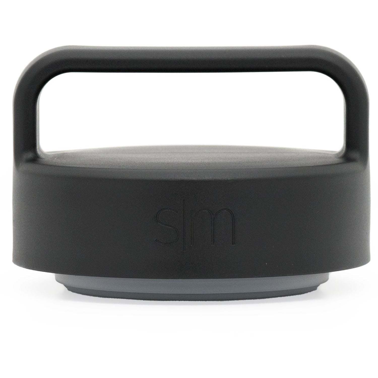 Charcoal gray Simple Modern food jar handle lid with arched carrying handle and rubber base ring, shown against white background.