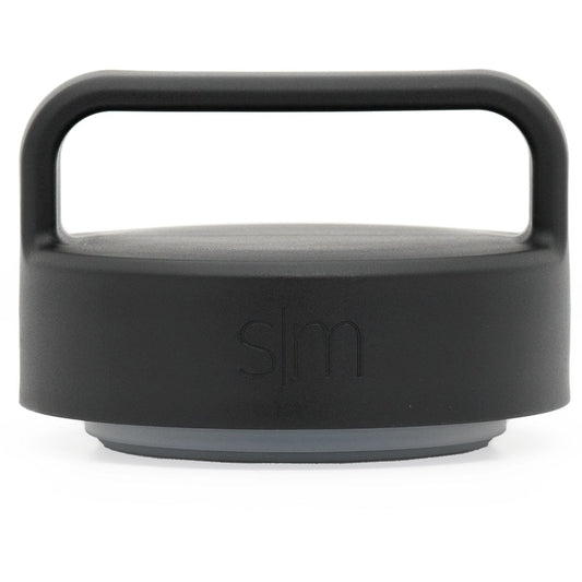 Charcoal gray Simple Modern food jar handle lid with arched carrying handle and rubber base ring, shown against white background.