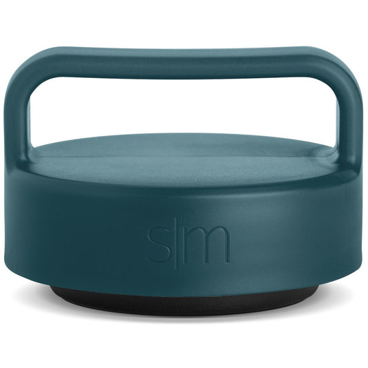 Muted teal jar lid with dark charcoal base against clean white background