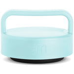 Pale seafoam blue jar lid with light aqua finish and translucent white-blue interior