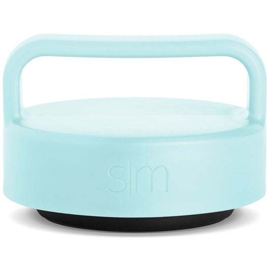 Pale seafoam blue jar lid with light aqua finish and translucent white-blue interior