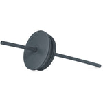 Charcoal gray reusable straw with circular disc attachment on white background