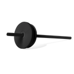 Matte black straight mobile phone stand with light gray accents on white background