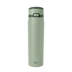 Sage green bottle with dark forest green lid and accent band around the upper middle section