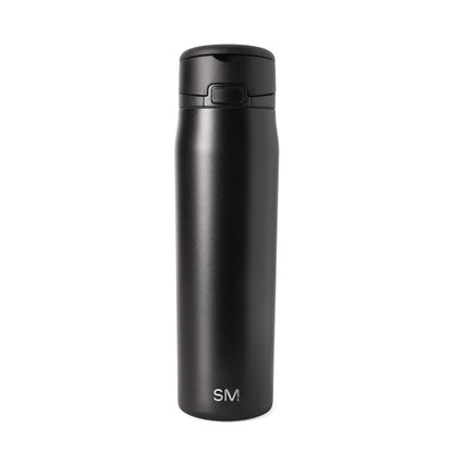 Black and charcoal bottle with white SM logo on white background