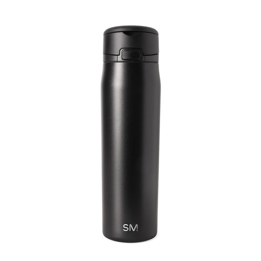 Black and charcoal bottle with white SM logo on white background