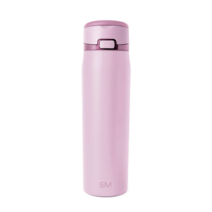 Pale pink insulated tumbler with rounded cap, cylindrical shape with smooth gradient shading for depth