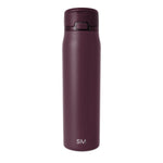 Deep burgundy insulated water bottle with matte finish and matching cap accent, shown against white background