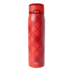 Bright coral-red product with gradient from lighter salmon tone on upper section to deeper saturated red on middle and lower body